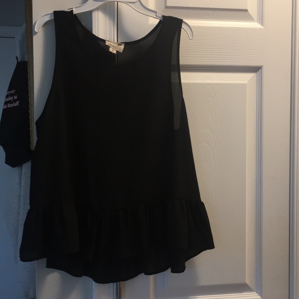 CUTE BLACK SHEER PEPLUM TOP